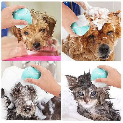 2 Pack - Pet Dog Cat Silicone Massage Bath Brush Scrubber Shampoo Dispenser