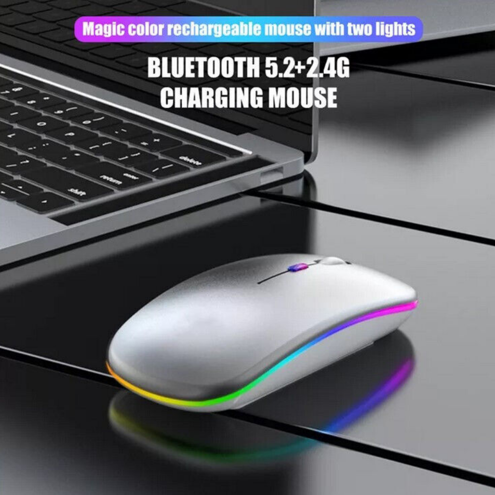 Wireless Optical Mouse Slim LED Rechargeable Bluetooth Laptop PC Desktop