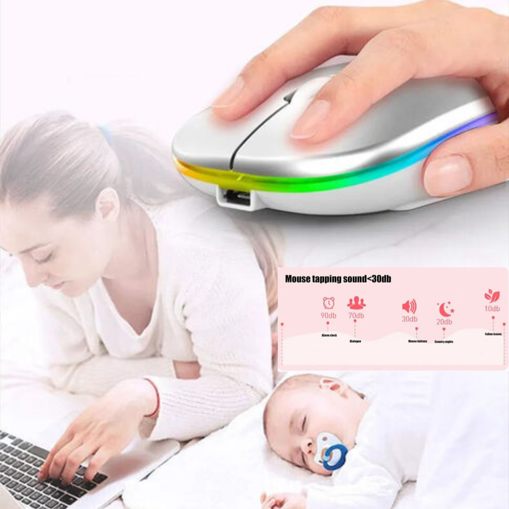 Wireless Optical Mouse Slim LED Rechargeable Bluetooth Laptop PC Desktop