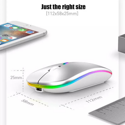 Wireless Optical Mouse Slim LED Rechargeable Bluetooth Laptop PC Desktop