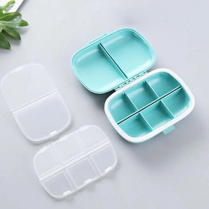 2 Pack - Travel Pill Box with 8 Compartments Container Box 8 colors