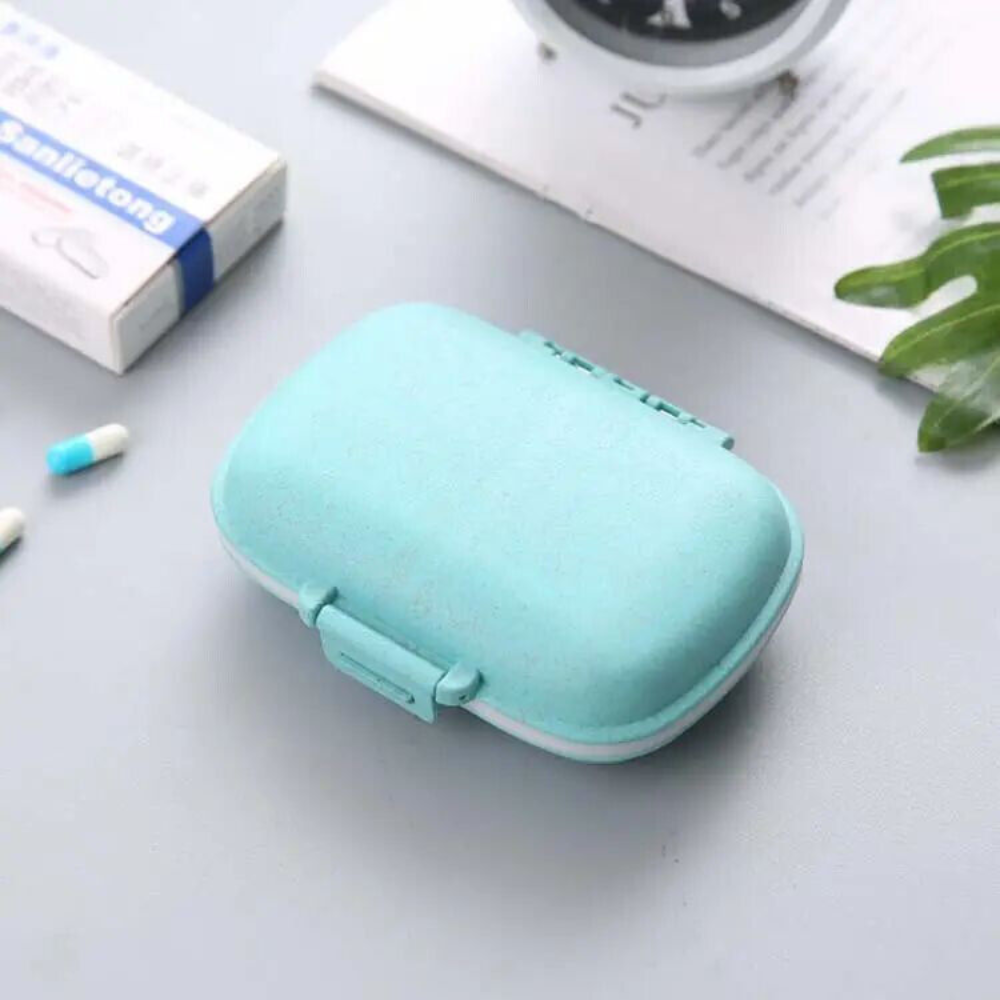 2 Pack - Travel Pill Box with 8 Compartments Container Box 8 colors