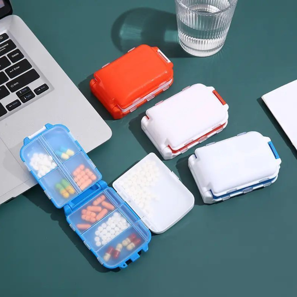 Travel Pill Box 3-layer 8 Compartment Tablet Medicine Organizer Case