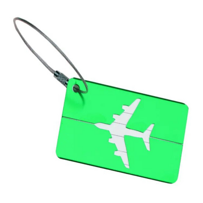 Set of 3 - Metal Luggage Tag w/AirPlane Travel Tags Suitcase Label Aluminum