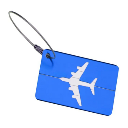 Set of 3 - Metal Luggage Tag w/AirPlane Travel Tags Suitcase Label Aluminum