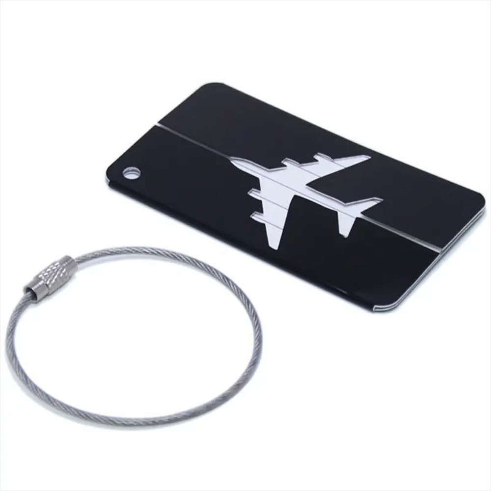 Set of 3 - Metal Luggage Tag w/AirPlane Travel Tags Suitcase Label Aluminum