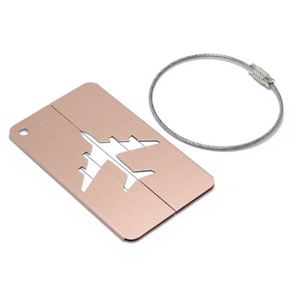 Set of 3 - Metal Luggage Tag w/AirPlane Travel Tags Suitcase Label Aluminum