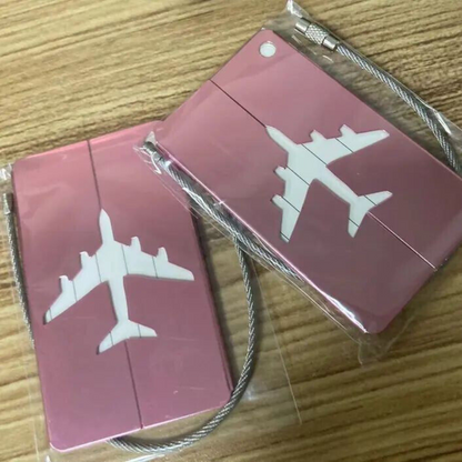 7 Metal Luggage Tag Air Plane Travel Tags Suitcase Label Aluminum set of 7 tags