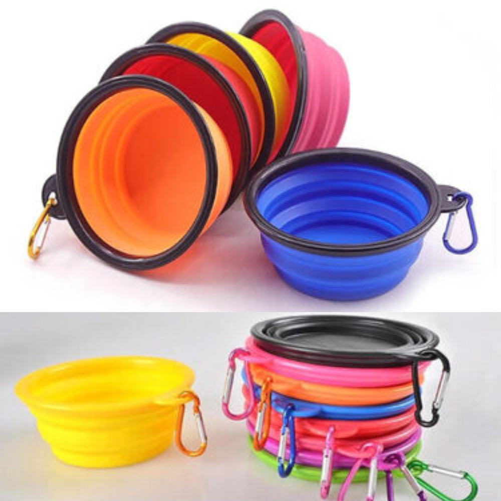 2 Pack Dog Cat Portable Collapsible Pet Bowl Water Food Dish Travel Foldable