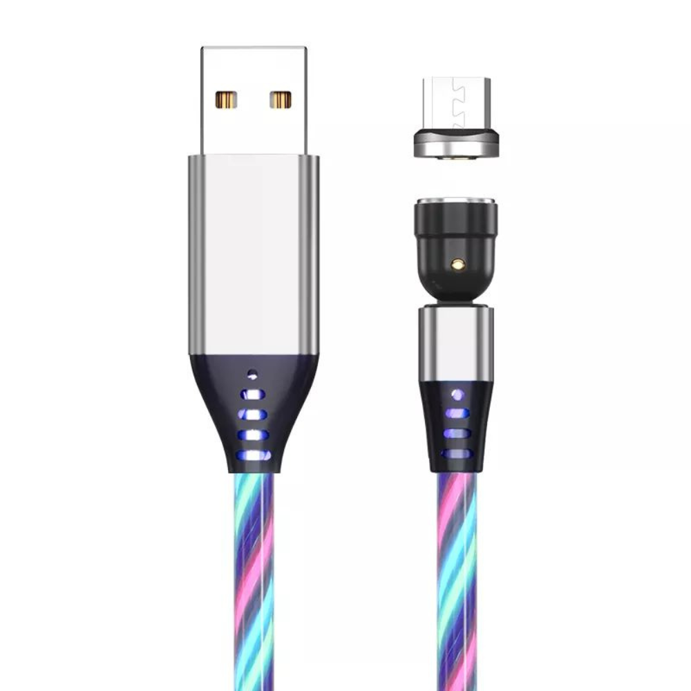 Luminous Flowing Light USB Type C Lightening Magnetic Data Cable for Apple/Android