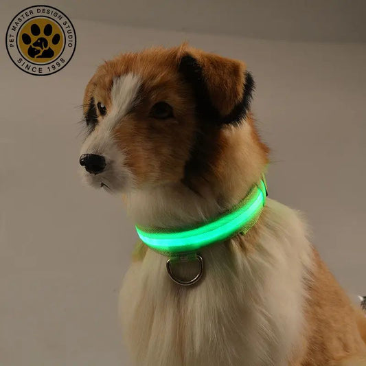 Dog Collar LED Rechargeable Glow in the Dark Multi Mode Blinking or Solid Safety