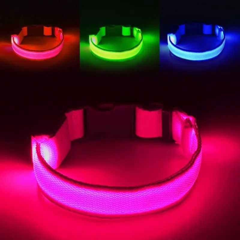 Dog Collar LED Rechargeable Glow in the Dark Multi Mode Blinking or Solid Safety