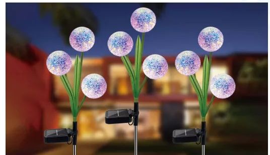 3 Head Dandelion Flower Lights Outdoor Solar Garden Pathway Landscape Lamp 2x Pieces